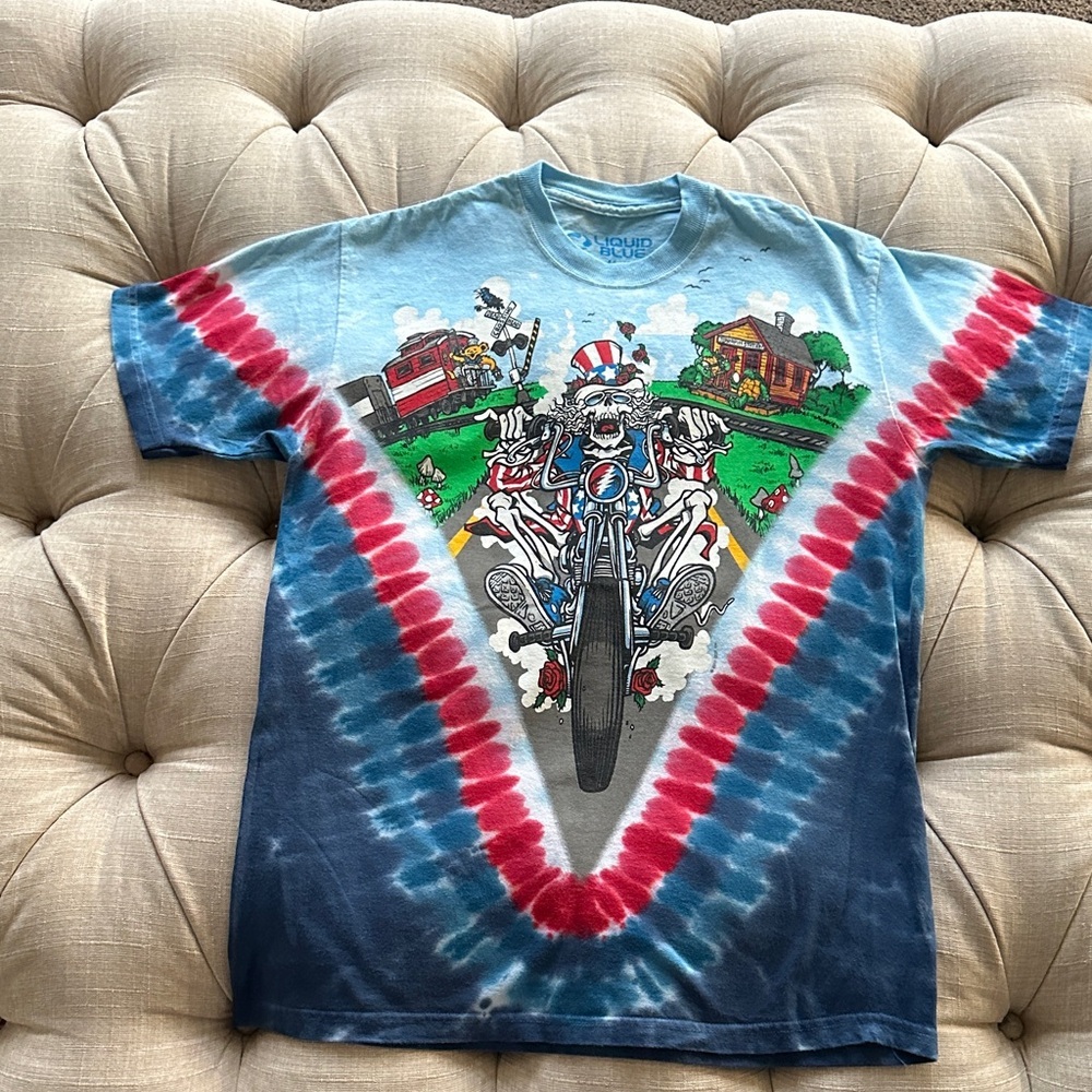 Liquid Blue Patriotic Motorcycle Tie-Dye Tee